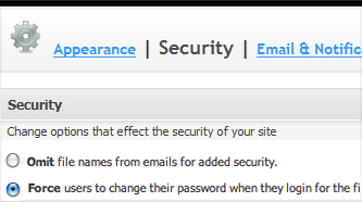 secure
password settings extensive security settings